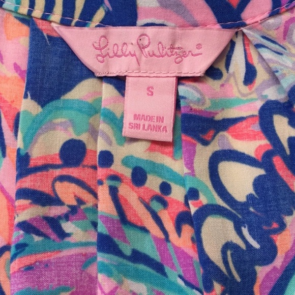 Lilly Pulitzer Women's Sleeveless Stacey Top Blue Current Drop Me A Lime Size S - Picture 4 of 10